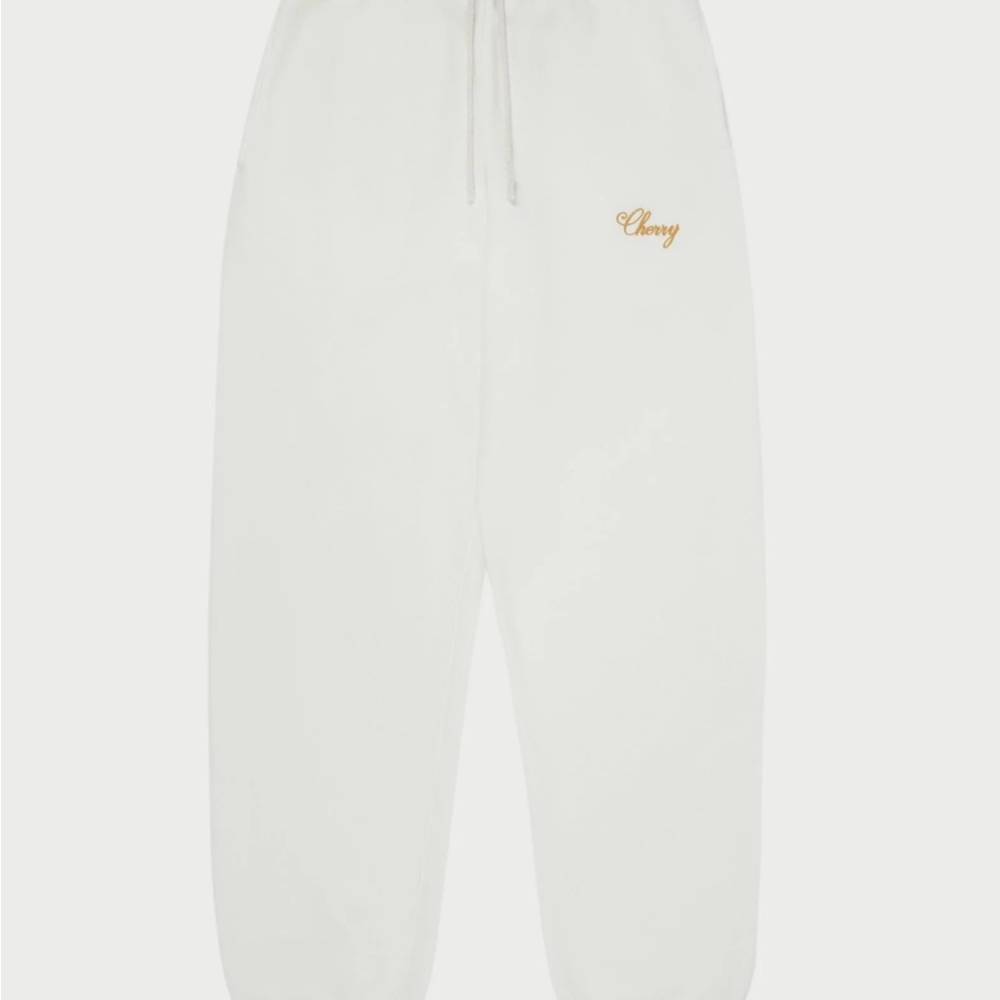 Cream Sweatpants with Embroidered Logo